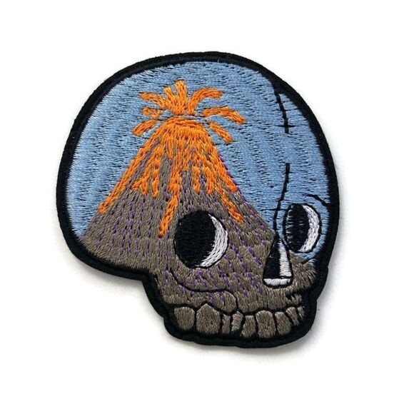 Calavera Volvano Embroidered Patch - Picture 1 of 3